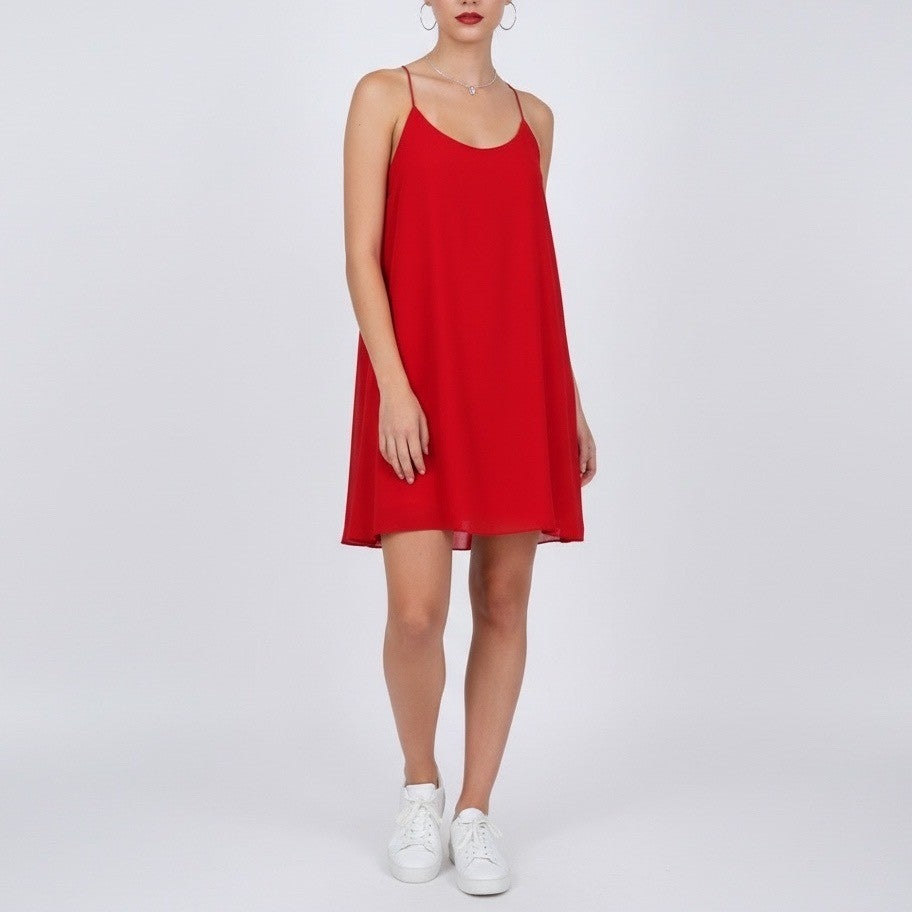 Naked Zebra Red Racerback Tank Dress Size L Polyester Lightweight Casual