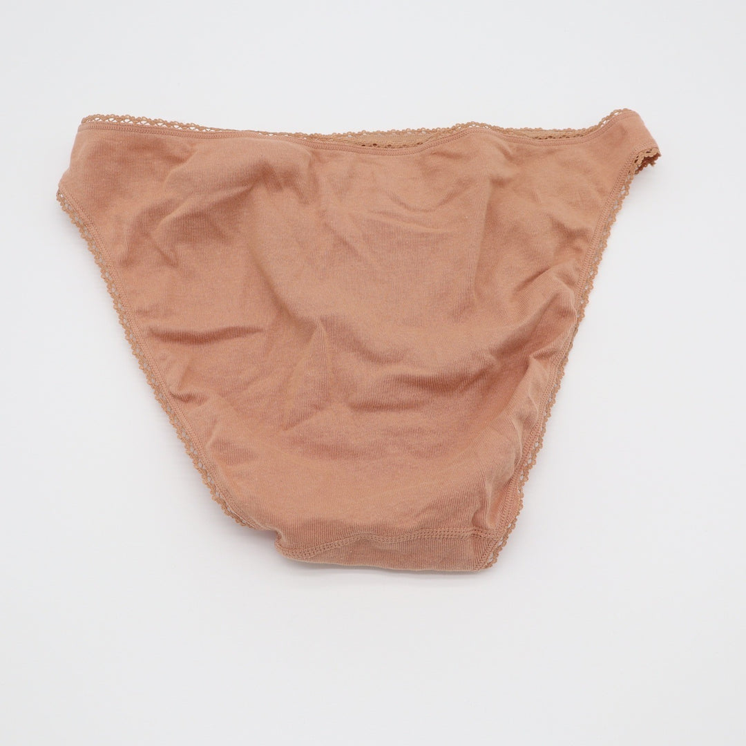 Charter Club Intimates Bikini Panty Tan 100% US Cotton Picot Lace Trim Large