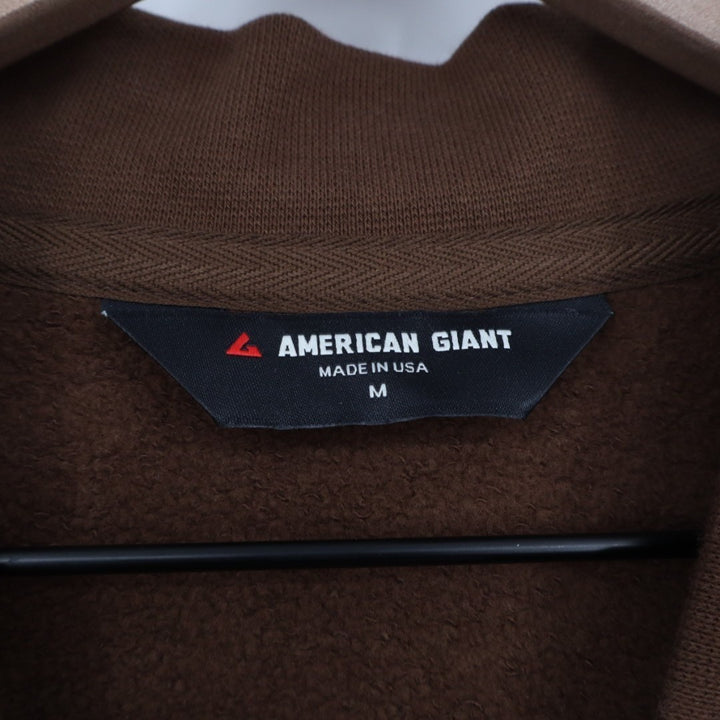 American Giant Bomber Jacket Mens M  Brown Full Zip Cotton Ribbed Fleece Lined