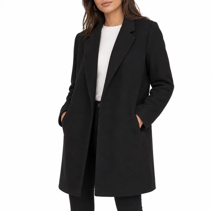 Love Tree Womens Black Open Front Notched Lapel Car Coat Size L