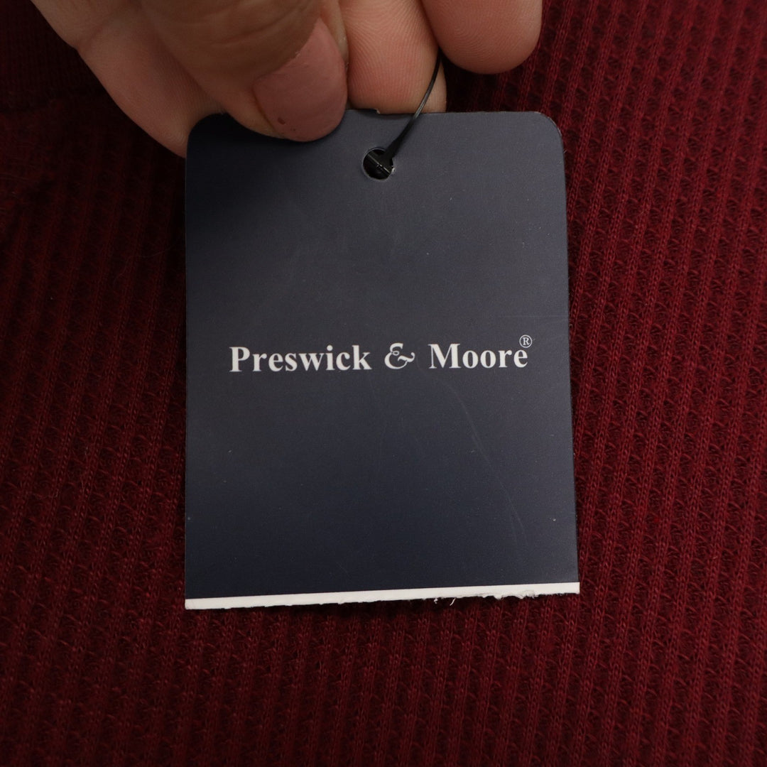 Preswick & Moore Mens Thermal Sleep Shirt Garnet Red Waffle Knit L New