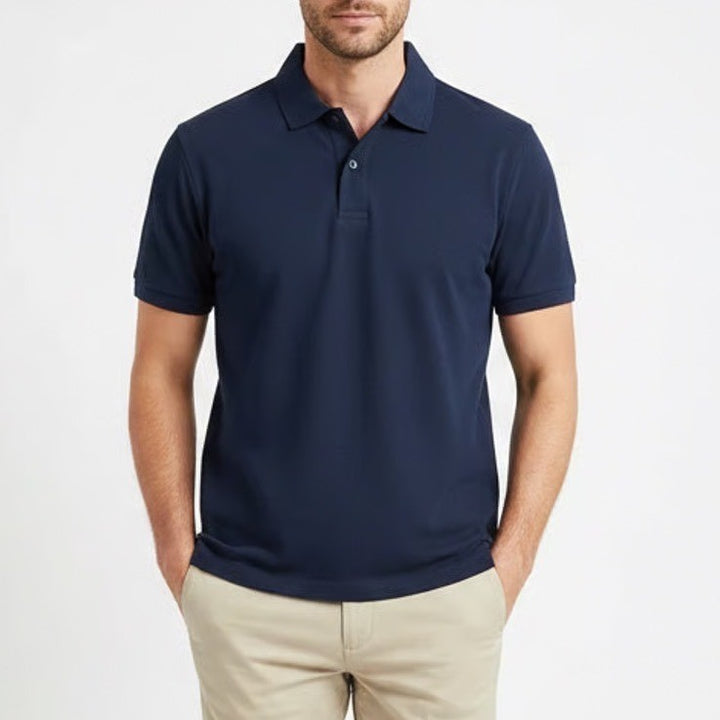 Walter Hagen Clubhouse Navy Blue Solid Pique Polo Mens Large Stretch