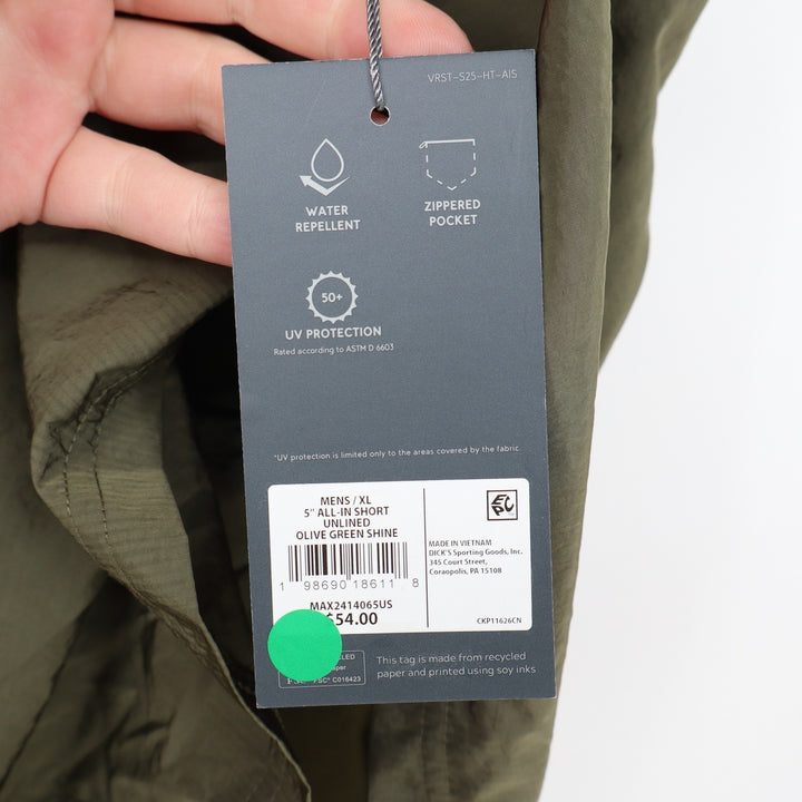 VRST Mens All-In 5 Inch Unlined Shorts Olive Green Shine XL