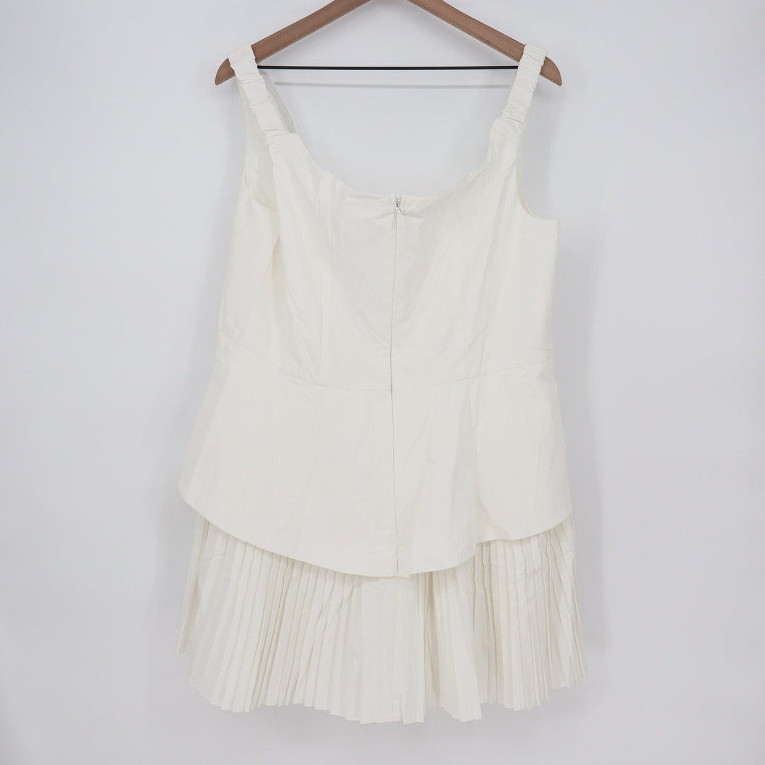 Showpo Izara Off Shoulder Pleated Mini Dress Off White US 16