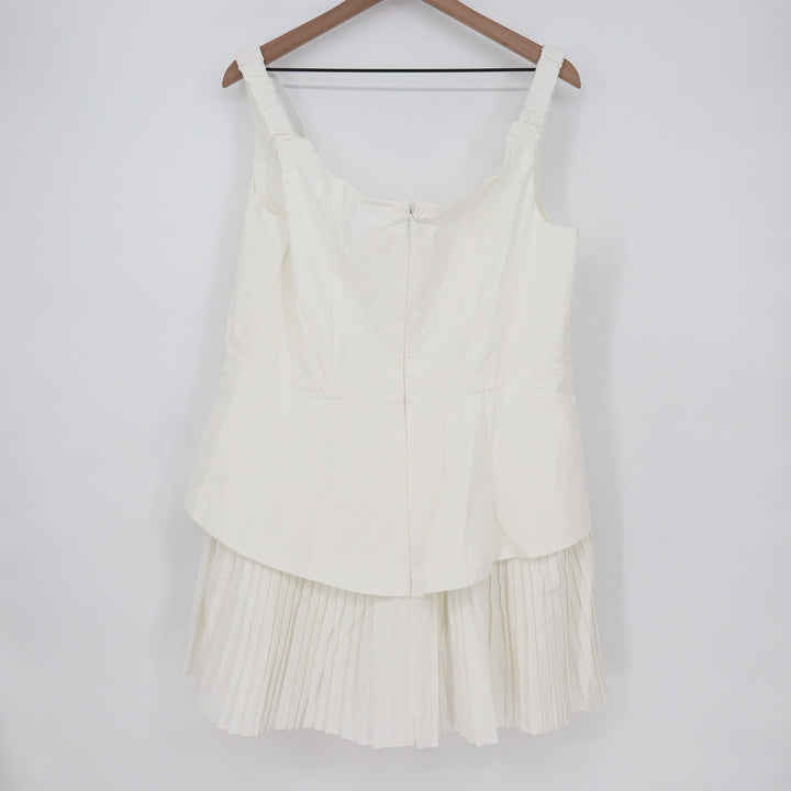 Showpo Izara Off Shoulder Pleated Mini Dress Off White US 16