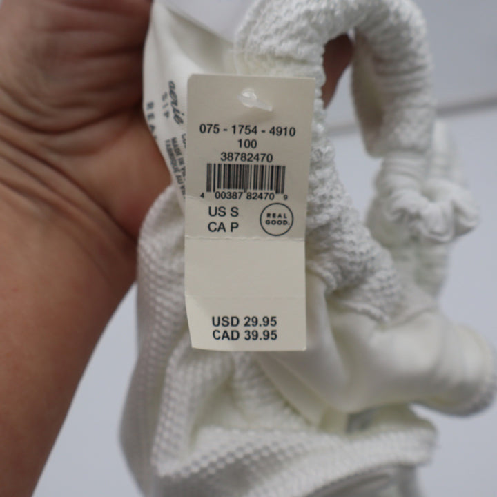 Aerie Bikini Bottom Womens S Cheekiest White Textured Side Tie New