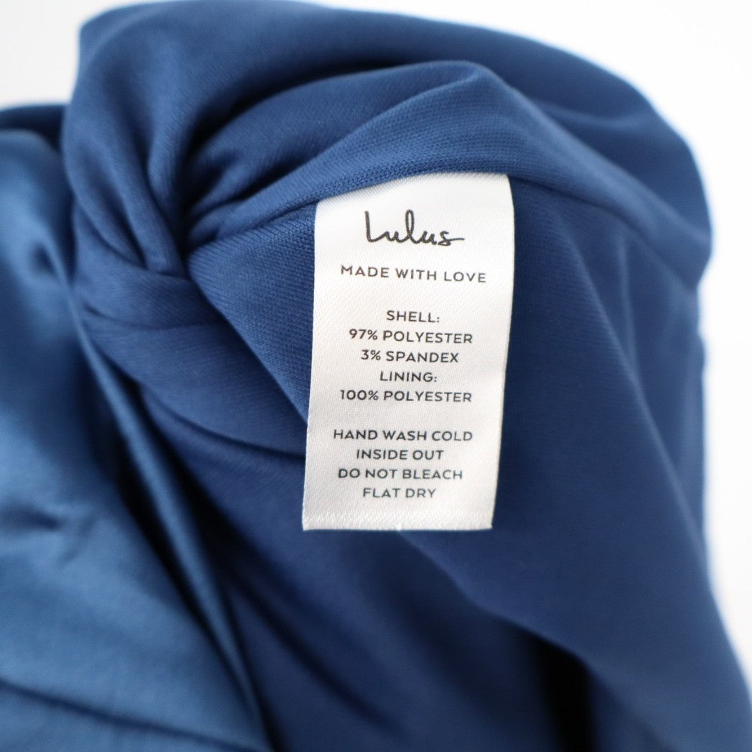 Lulus Keep It Precious Midi Dress Womens XL Blue Satin Sleeveless Wedding Formal
