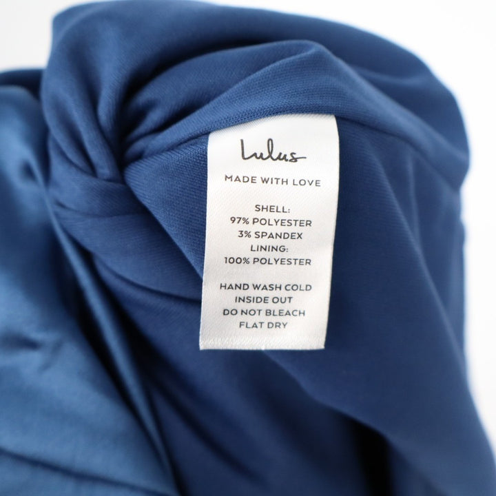 Lulus Keep It Precious Midi Dress Womens XL Blue Satin Sleeveless Wedding Formal