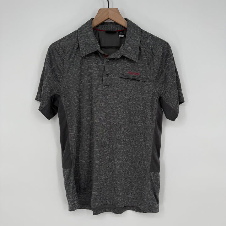 Marmot Heathered Gray Short Sleeve Performance Polo Shirt Mens M