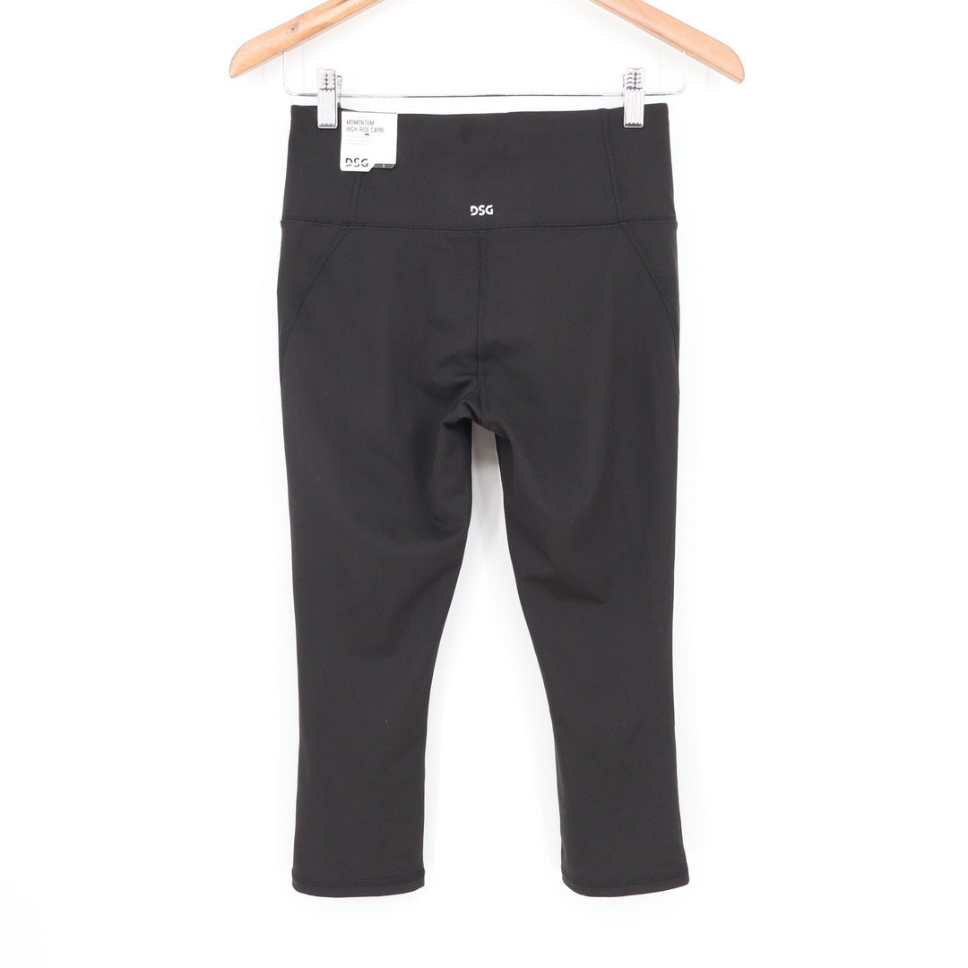 DSG Womens Momentum Capri Leggings Pure Black High Rise Size S