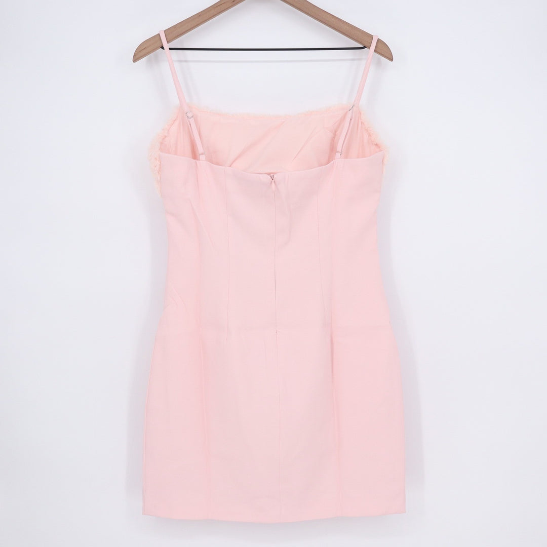 Naked Wardrobe The Statement Pink Faux Fur Cutout Mini Dress L