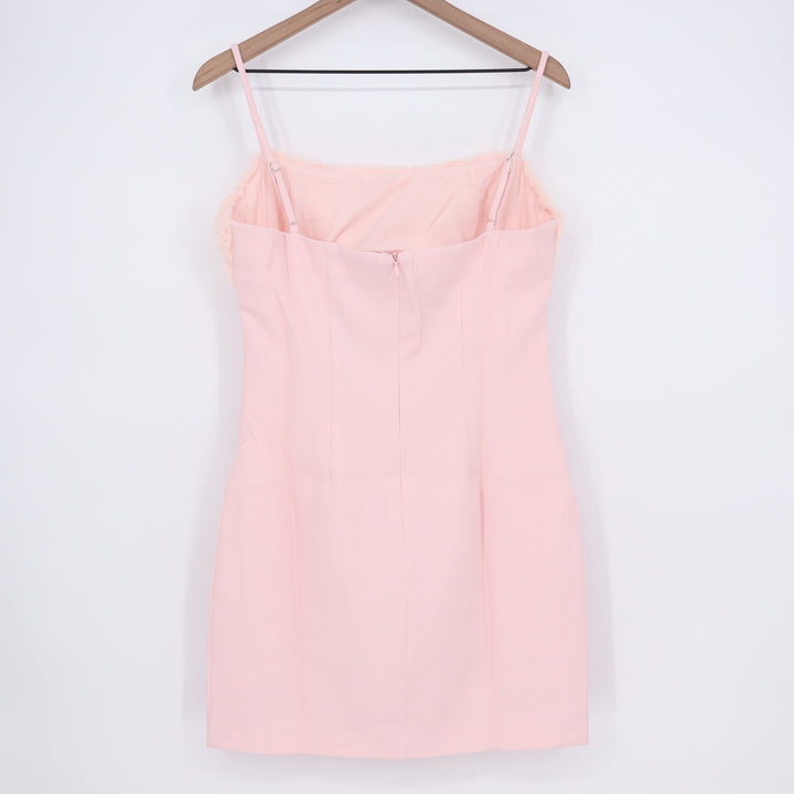 Naked Wardrobe The Statement Pink Faux Fur Cutout Mini Dress L
