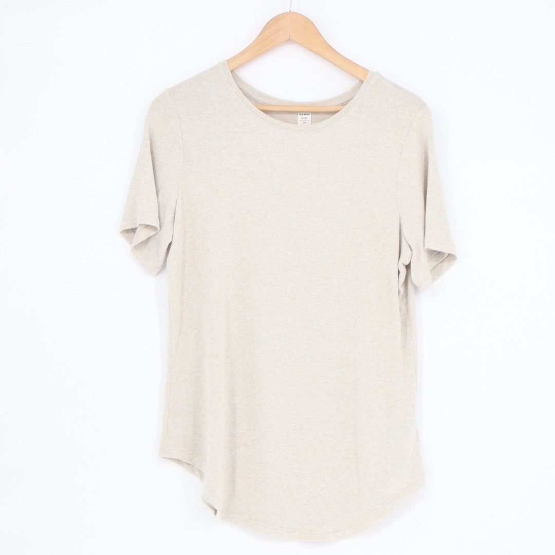 Old Navy Luxe T-Shirt Womens Medium Heather Gray Knit Short Sleeve Crew Neck