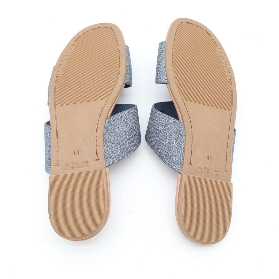 Old Navy HTTP Flat Link Chambray Blue Crisscross Slide Sandals Mens 8.5