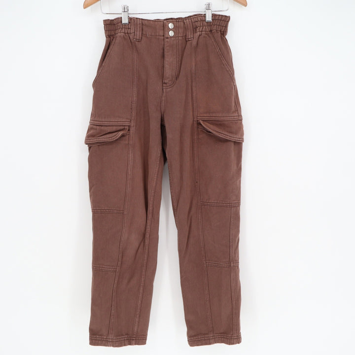 PacSun Brown Elastic Waist Cargo Pants High Rise Straight Leg Small