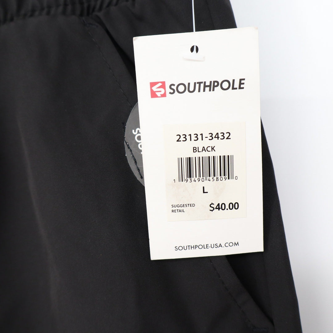 Southpole Mens Black Athletic Shorts Elastic Waist Zipper Pocket L