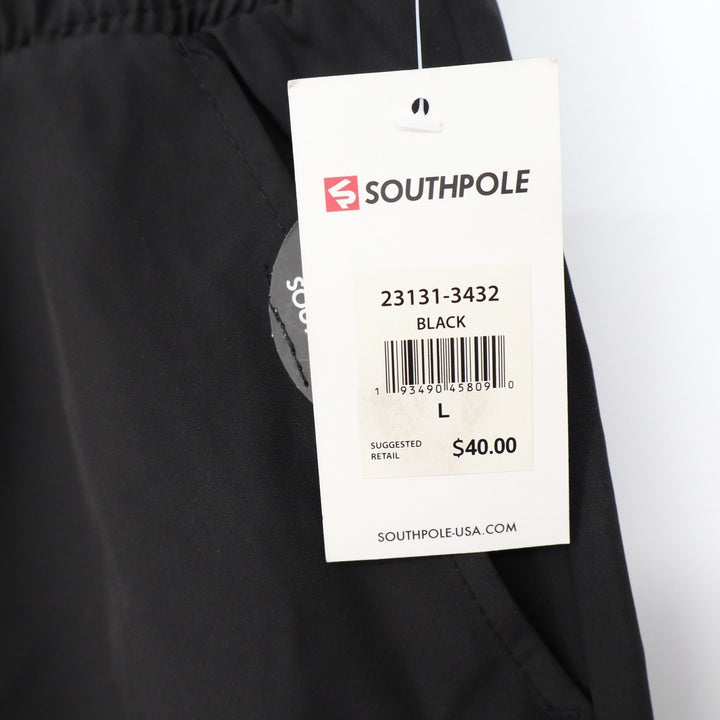 Southpole Mens Black Athletic Shorts Elastic Waist Zipper Pocket L