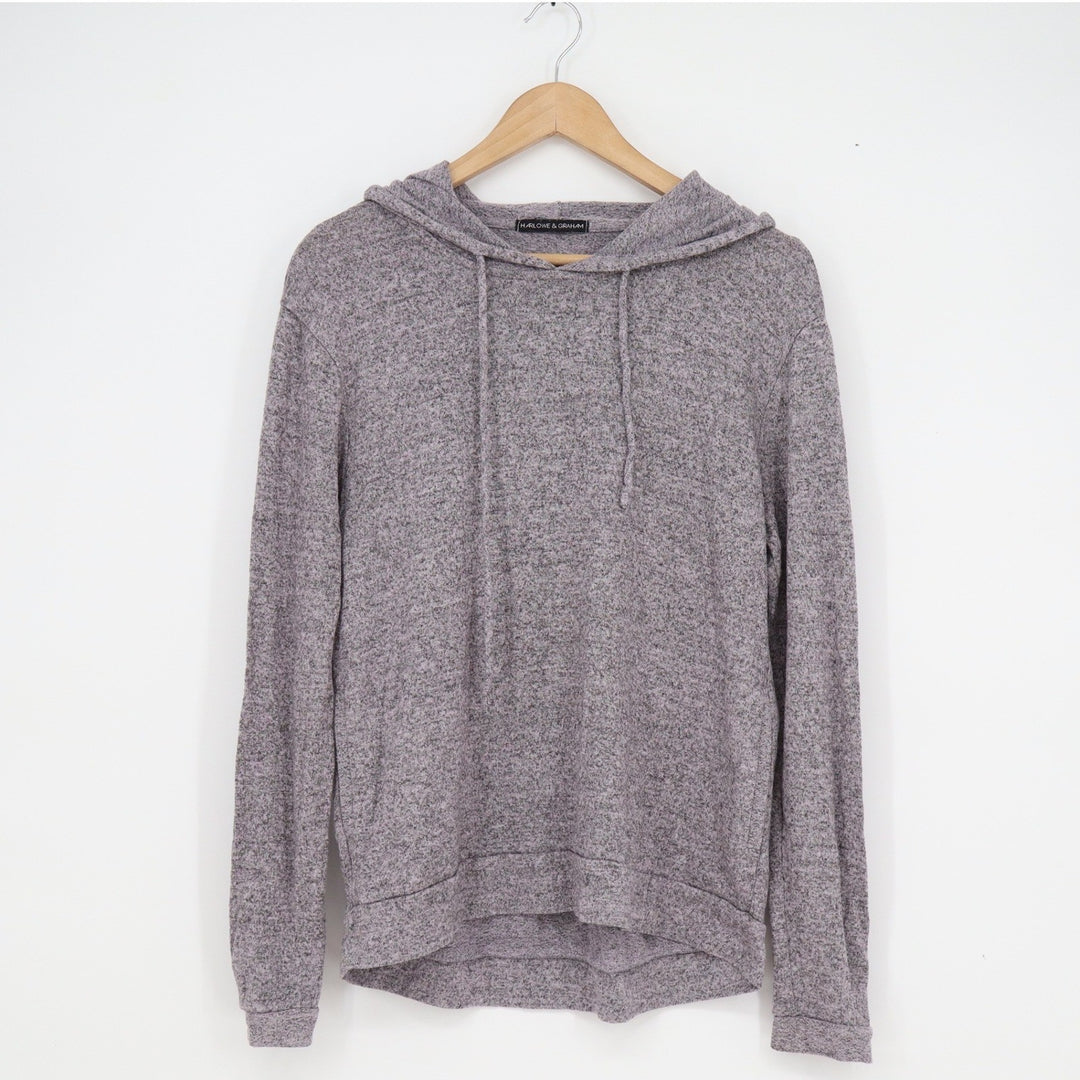 Harlowe & Graham Womens Medium Purple Grey Marled Knit Pullover Hoodie