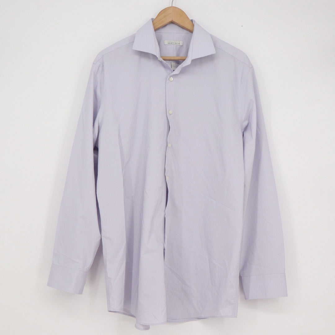 Perry Ellis Portfolio Mens Lavender Dobby Dress Shirt 16.5 34/35 Long Sleeve