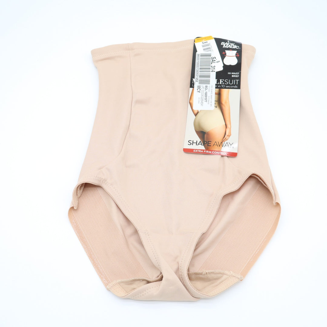 Miraclesuit Shape Away Brief Womens Small Beige Extra Firm Control High-Waist