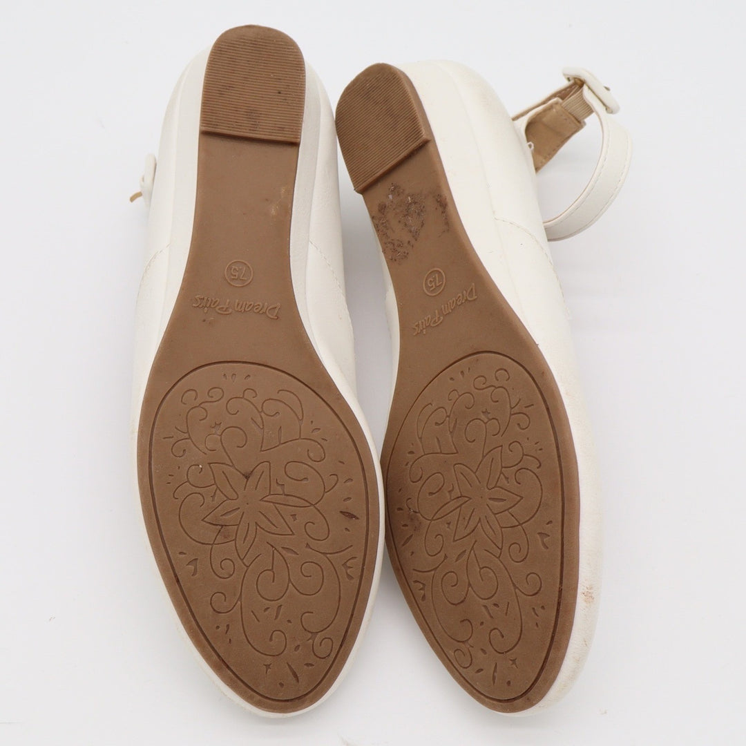 Dream Pairs Flats Womens 7.5 Ankle Strap White Low Wedge D'Orsay Good