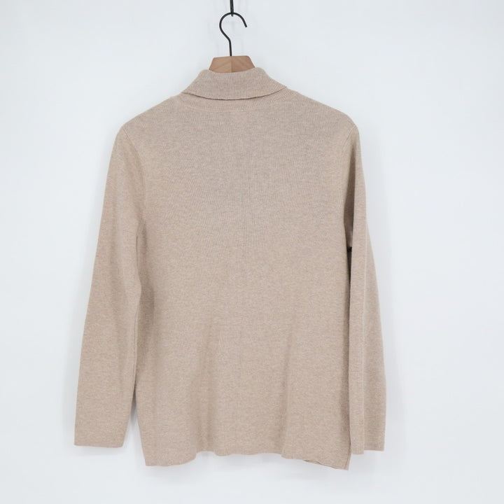Chicos Metallic Sweater Womens L Champagne Fizz Tight-Knit Turtle Neck Warm Wear