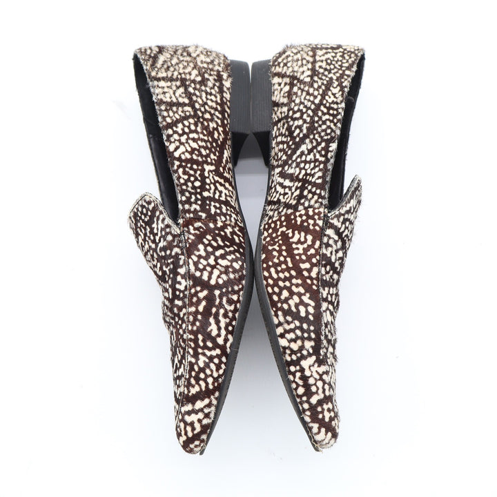 Bleecker & Bond Sonia Brown White Calf Hair Animal Print Pointed Toe Loafers 6M