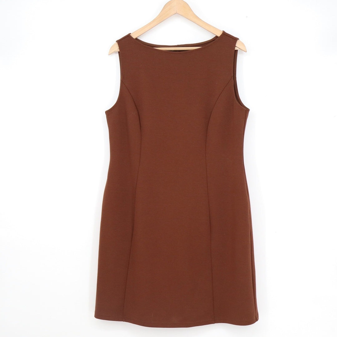 PrettyGarden Brown Sleeveless Boat Neck Sheath Mini Dress Size L