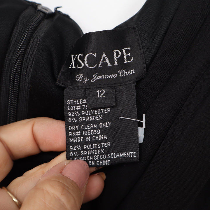 Xscape by Joanna Chen Black Tiered Cocktail Dress Sleeveless Surplice 12