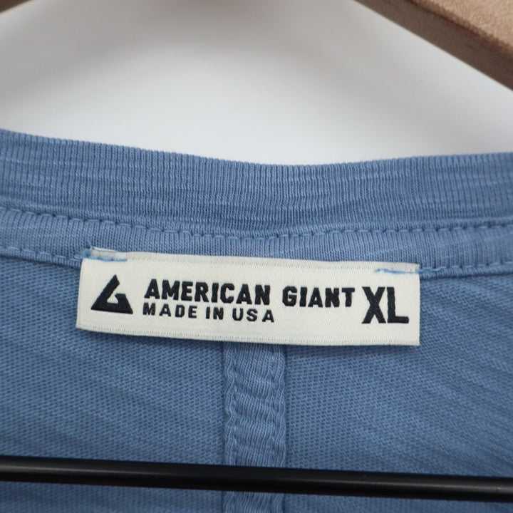 American Giant Premium Slub T-Shirt Womens XL Blue Cotton Long Sleeve Crew Neck