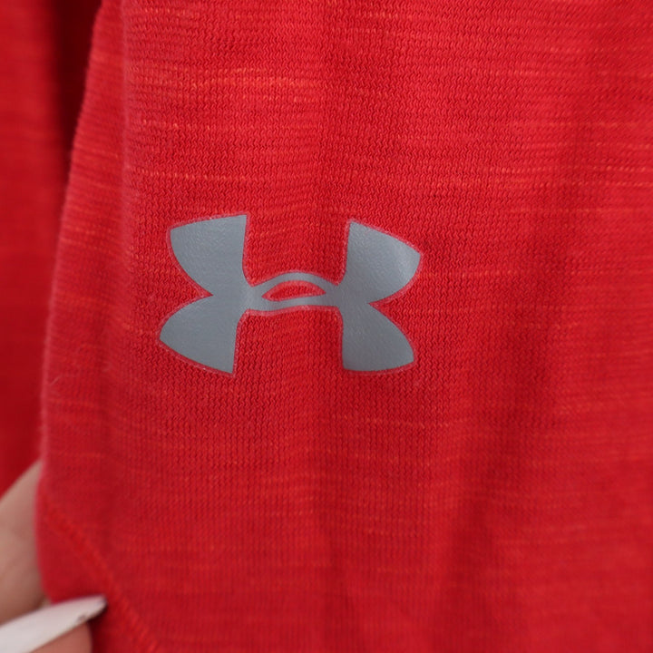 Under Armour HeatGear Womens Small Red Heathered Loose Fit Pullover Hoodie Shirt