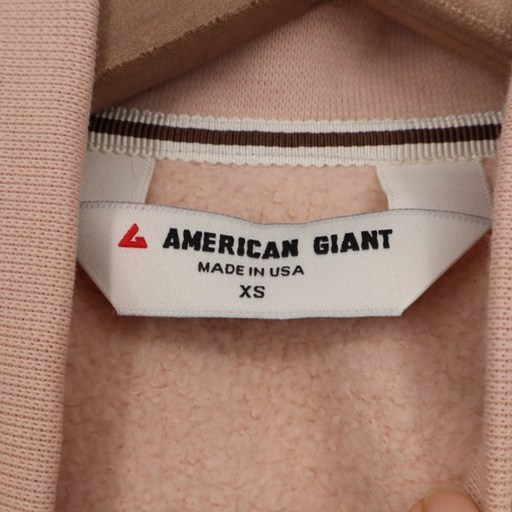 American Giant Bomber Jacket Womens XS Cameo Rose Full Zip Ribbed Fleece Lined