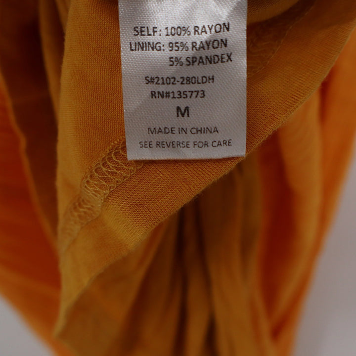 Orange Deep V-Neck Sleeveless Maxi Dress Cinched Waist Textured Rayon Size M