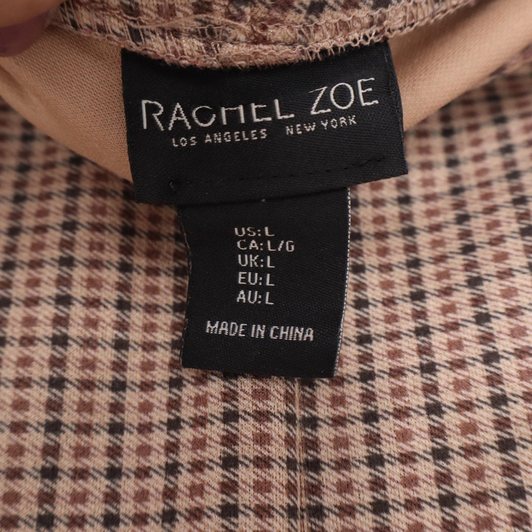 Rachel Zoe Tan Brown Micro Check Pull On Slim Leg Pants Size L