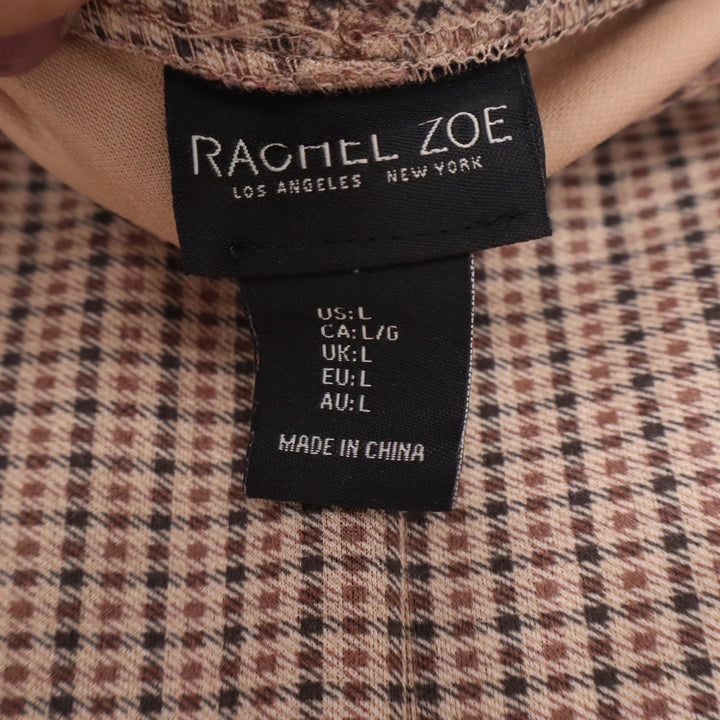 Rachel Zoe Tan Brown Micro Check Pull On Slim Leg Pants Size L
