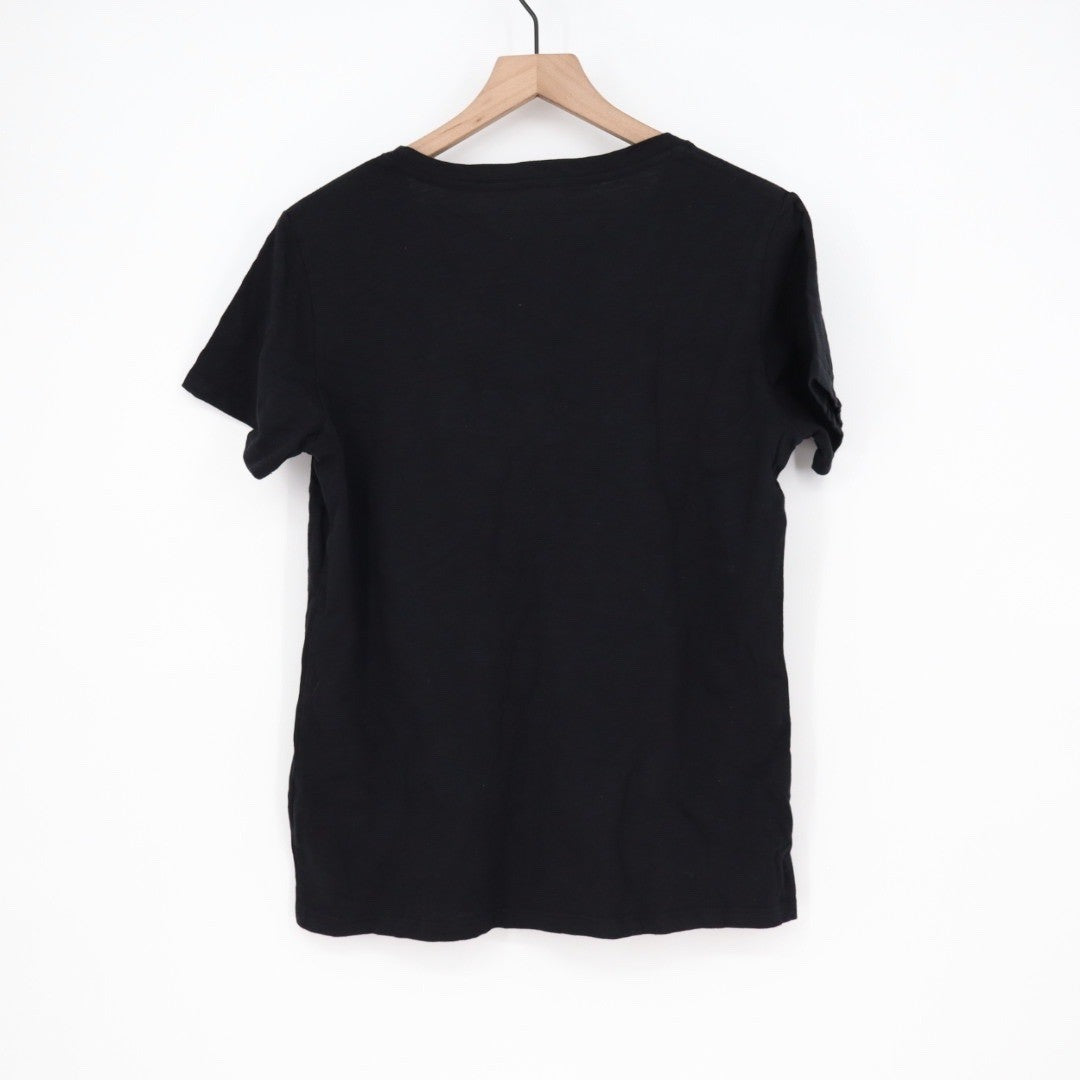 AMERICAN GIANT Womens Black V Neck T Shirt Size L Made in USA Cotton Basic Tee