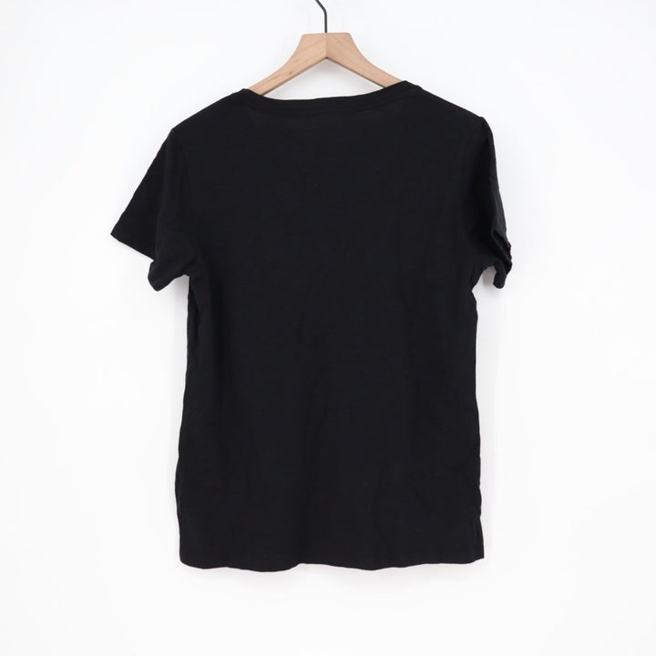 AMERICAN GIANT Womens Black V Neck T Shirt Size L Made in USA Cotton Basic Tee