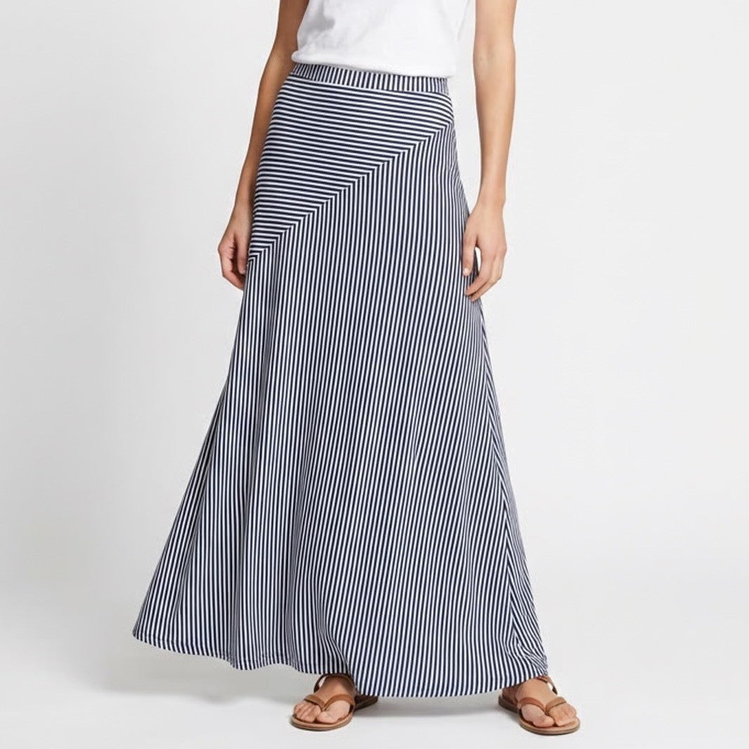 Style & Co Womens Navy White Spliced Stripe Maxi Skirt XS