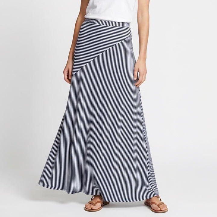 Style & Co Womens Navy White Spliced Stripe Maxi Skirt XS