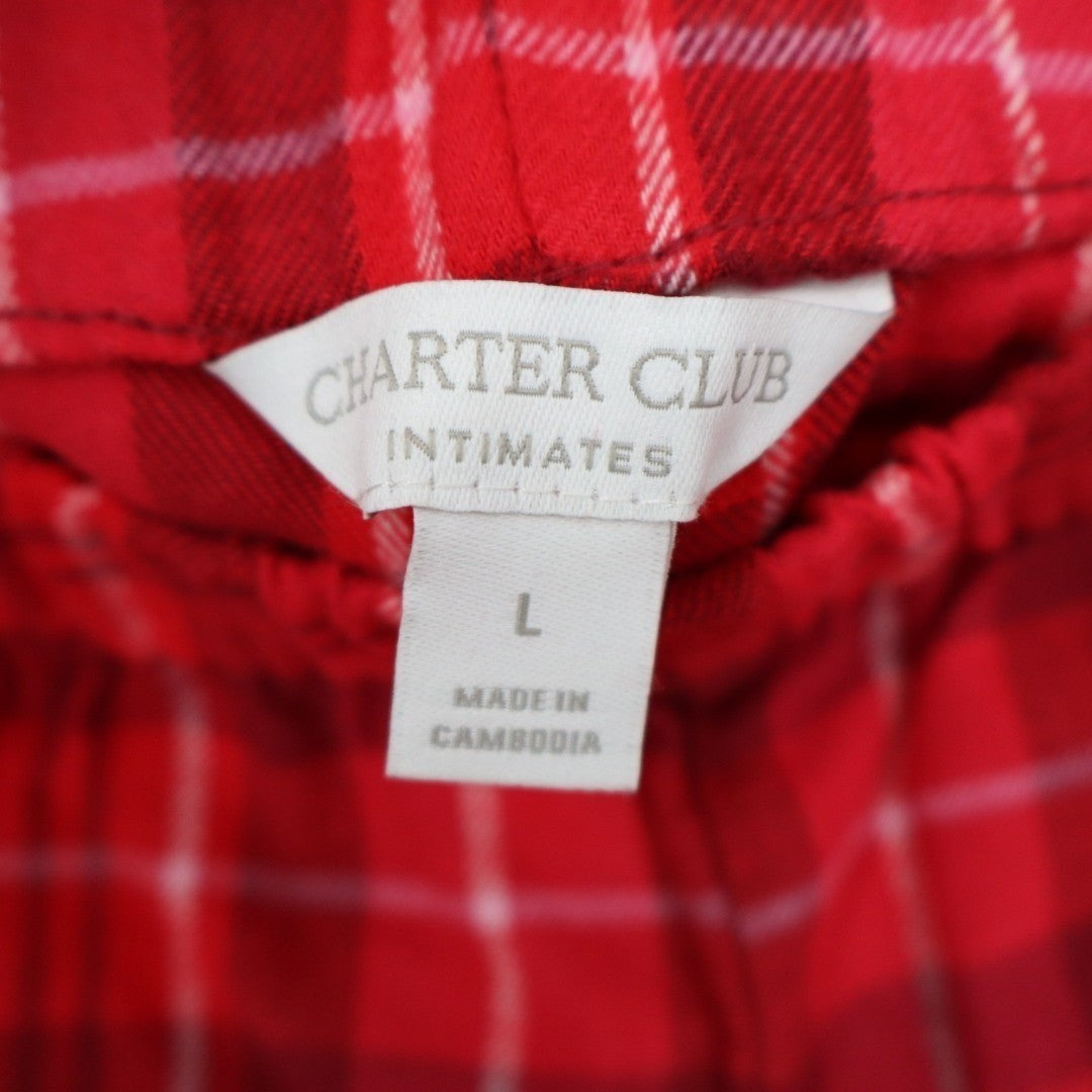Charter Club Intimates Flannel Pajama Pants Womens Large Red Bennet Plaid Cotton