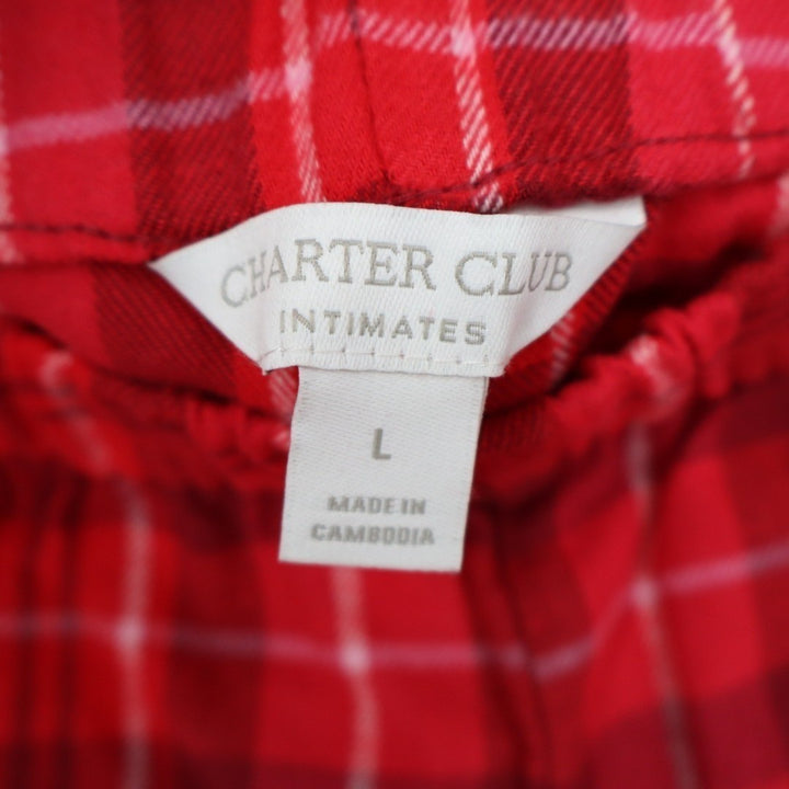 Charter Club Intimates Flannel Pajama Pants Womens Large Red Bennet Plaid Cotton