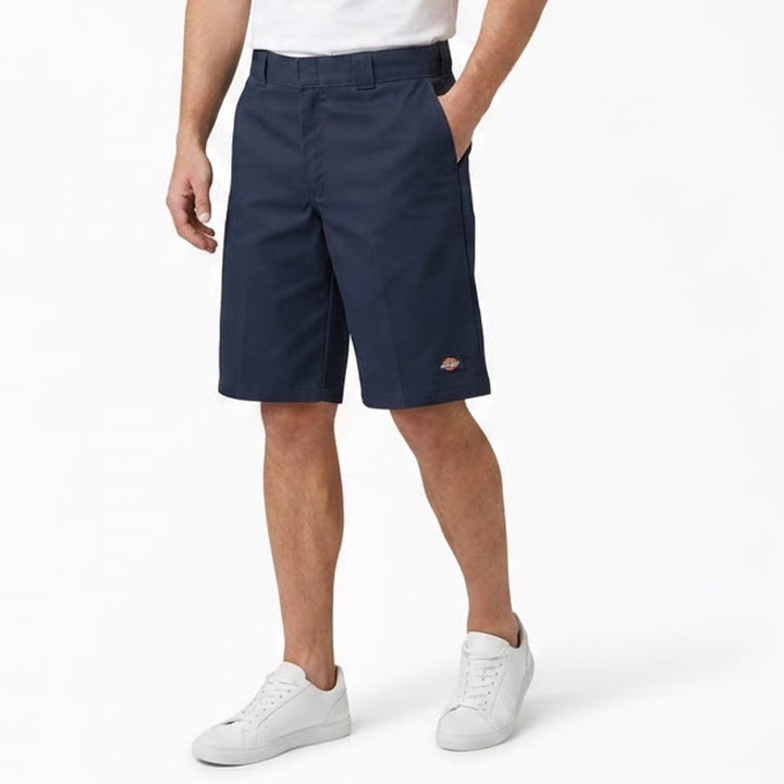 Dickies Cargo Work Shorts Mens 36 Navy Loose Fit Flat Front Back Welt Pockets