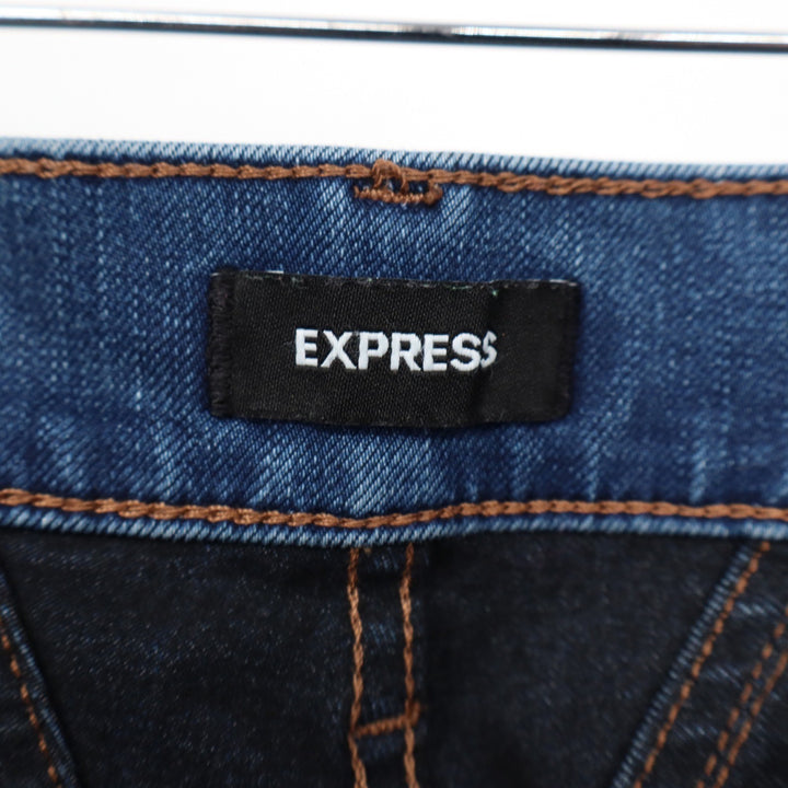 Express Womens 12R Skinny Mid Rise Jeans Front Seam Split Hem Blue Medium Wash