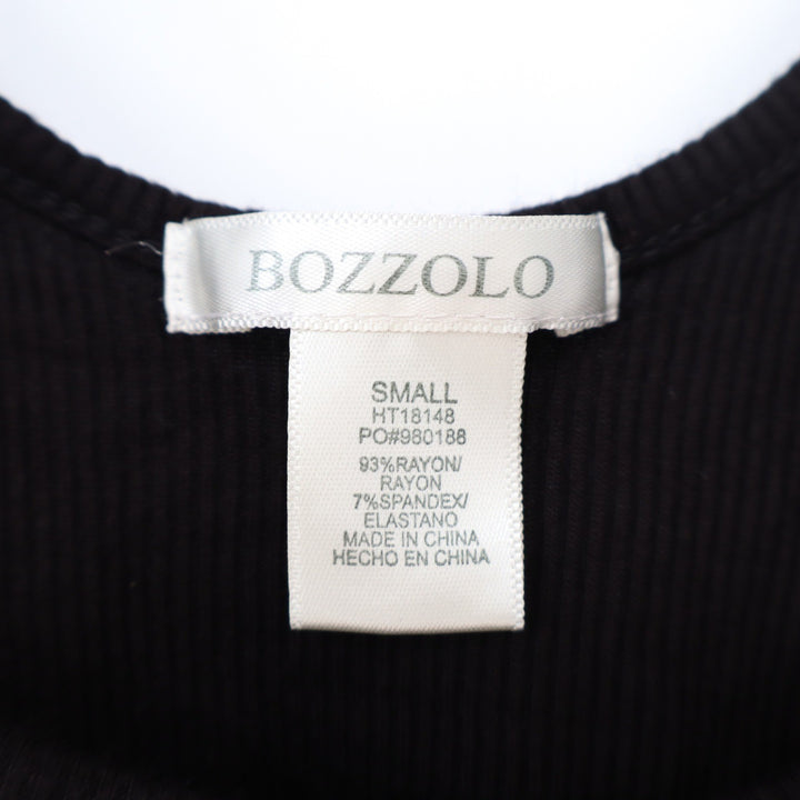 Bozzolo Black Ribbed Corset Style Crop Tank Top Small