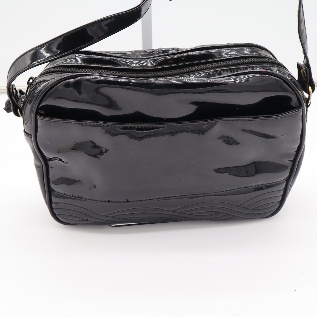 Unbranded Crossbody Bag Womens Medium Camera Bag Black Patent Glossy Fair