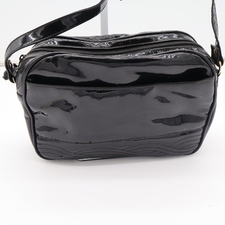 Unbranded Crossbody Bag Womens Medium Camera Bag Black Patent Glossy Fair