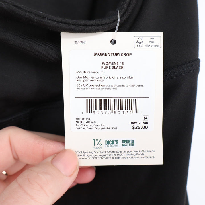 DSG Momentum Crop Leggings Womens Small Pure Black NWT