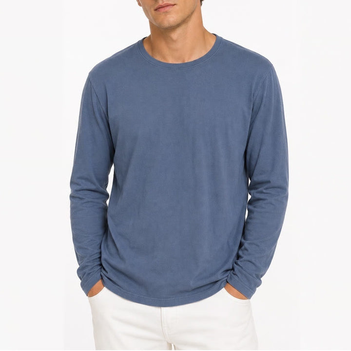 Banana Republic Soft Wash Mens Blue Long Sleeve Cotton Crew Neck T-Shirt Large
