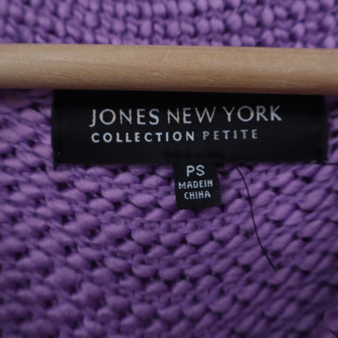 Jones New York Collection Petite Purple Cowl Neck Chunky Knit Sweater PS
