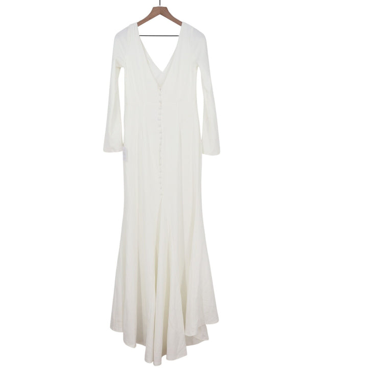 Lulus Make it Outstanding Maxi Dress Womens Large White Long Sleeve Button Back